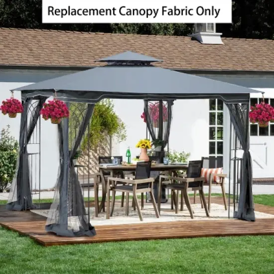 Sevobal Patio Umbrellas Patio Double Roof Gazebo Replacement Canopy Top Fabric For Lawn, Garden, Backyard, Gray, 117"*117"*26.78" image {5}