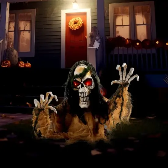 Joyfy Halloween Decoration Light-up Zombie Groundbreaker Prop, Animated Skeleton Zombie with Creepy Sound for Outdoor, Lawn, Yard, Patio Decor image {1}
