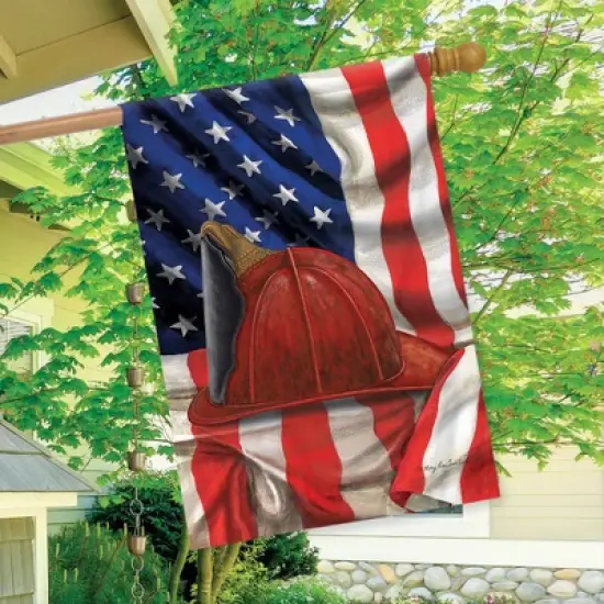 Briarwood Lane Fireman Helmet House Flag Emergency Services Firemen Patriotic 28"x40" image {2}