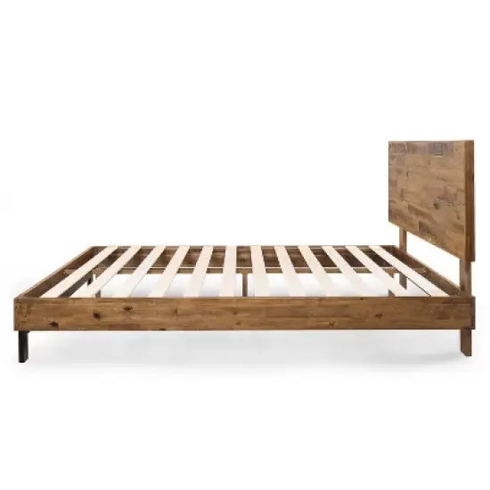 Tricia Wood Platform Bed Frame with Adjustable Headboard Brown - Zinus image {4}