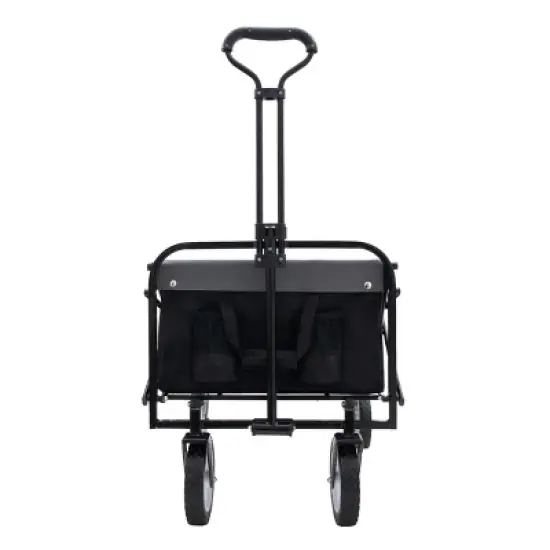 DOMETOUR Collapsible Foldable Wagon Cart with Straps, All-Terrain Wheels, 360lbs Capacity for Camping, Shopping, Sports, Gardening, Fishing, Black image {2}