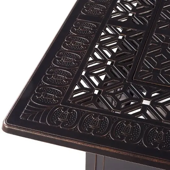 Oakland Living 5pc Deep Seating Swivel Aluminum Outdoor Patio Fire Pit Dining Set with Fire Table with Diamond Pattern Copper image {8}