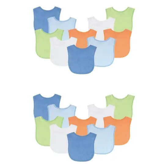 Luvable Friends Infant Boy Cotton Terry Bibs, Blue Orange 20-Piece image {1}
