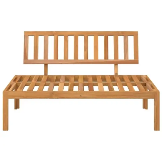 vidaXL Patio Pallet Middle Sofa Bench - Modular Outdoor Garden Furniture - Solid Acacia Wood - 47.2"x36.2"x27.2" - Assembly Required image {2}