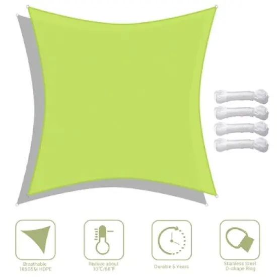 Yescom 18x18 Ft 97% UV Block Square Sun Shade Sail Canopy Outdoor Backyard Garden Pool Green image {7}