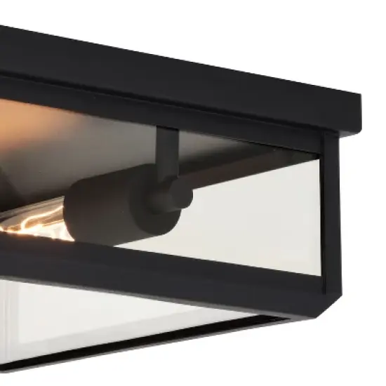 VAXCEL Kinzie Outdoor Square Flush Mount Ceiling Light with Clear Glass image {10}