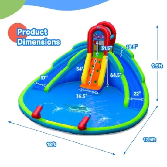 Costway Inflatable Waterslide Wet & Dry Bounce House w/Upgraded Handrail Blower Excluded image {1}