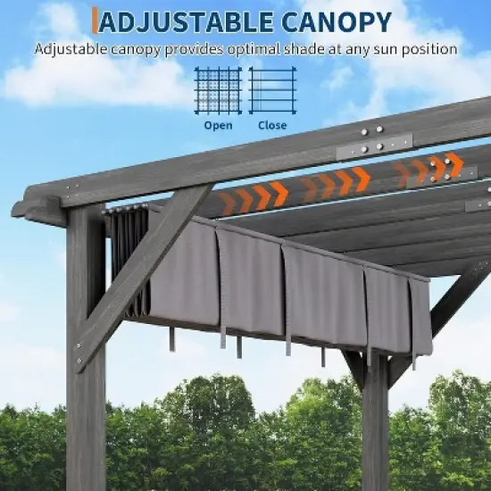 10x10 Ft Outdoor Spruce Wooden Gazebo Pergola with Canopy and Installation Kit image {2}