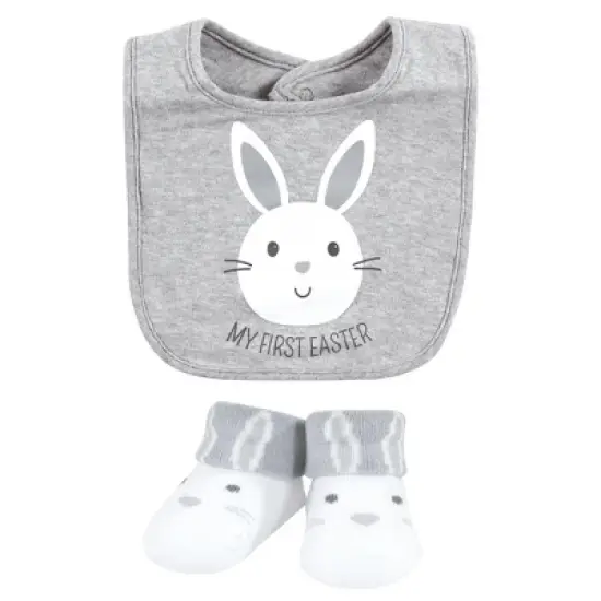 Hudson Baby Unisex Baby Cotton Bib and Sock Set, Eggstra Cute, 0-9 Months image {3}