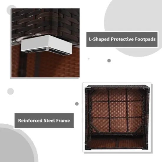 Tangkula 4PCS Rattan Patio Conversation Furniture Set Yard Outdoor w/ Black Cushion image {7}