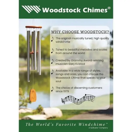 Woodstock Wind Chimes Signature Collection, Woodstock Happy Birthday Chime, 22'' Silver Wind Chime BDAY image {3}