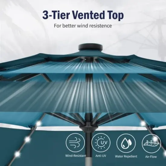 Captiva Designs 10ft Vented Patio Umbrella with 8 Sturdy Ribs for Garden, Poolside & Lawn image {10}