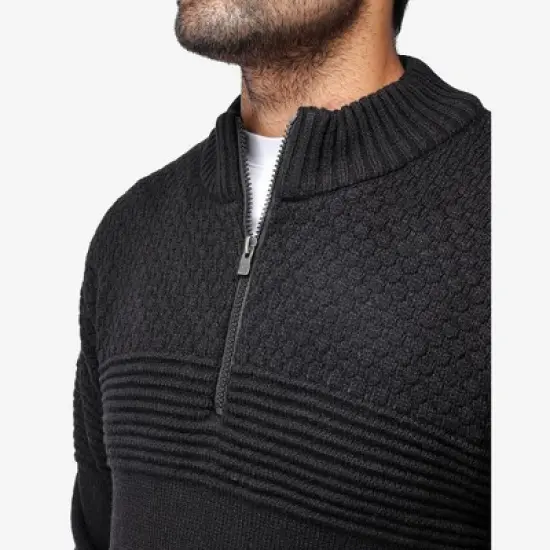 X RAY Men's Quarter Zip Sweater, Slim Fit Knitted Mock Neck Long Sleeve Pullover Top image {4}