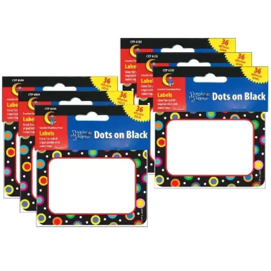 Creative Teaching Press Dots On Black Name Tag/Labels, 36 Per Pack, 6 Packs image {3}