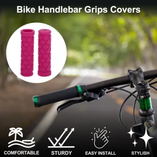 Unique Bargains Bike Handlebar Grips Covers 4.02" Pink 1 Pair image {1}