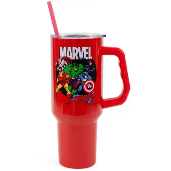 Silver Buffalo Marvel Comics The Avengers 40-Ounce Red Stainless Steel Tumbler With Handle image {9}