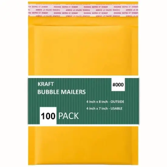 Link #000 4" X 8" Kraft Paper Bubble Mailers Padded Self Seal Shipping Envelopes Pack of 10/25/50/100/500 image {6}
