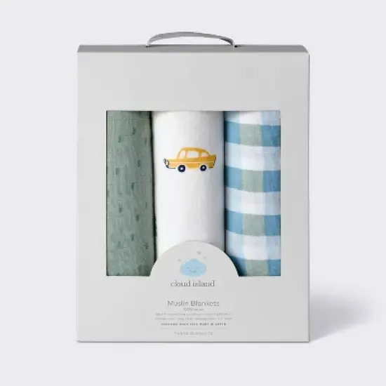 Muslin Swaddle Baby Blanket - Transportation - 3pk - Cloud Island&trade; image {3}
