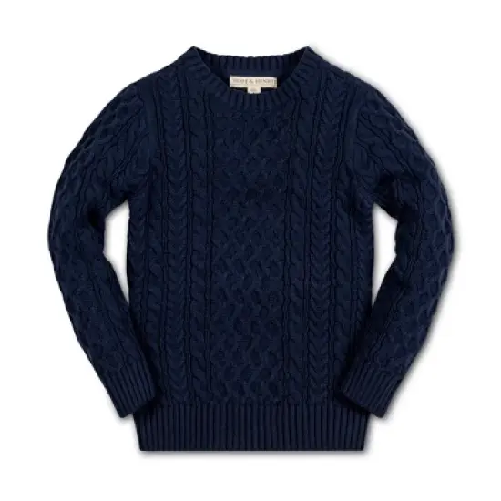 Hope & Henry Boys' Long Sleeve Fisherman Cable Pullover Sweater, Kids image {6}