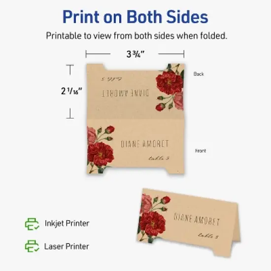 Avery Printable Tent Cards, 2-1/16" x 3.75", Kraft Brown, 40ct image {5}