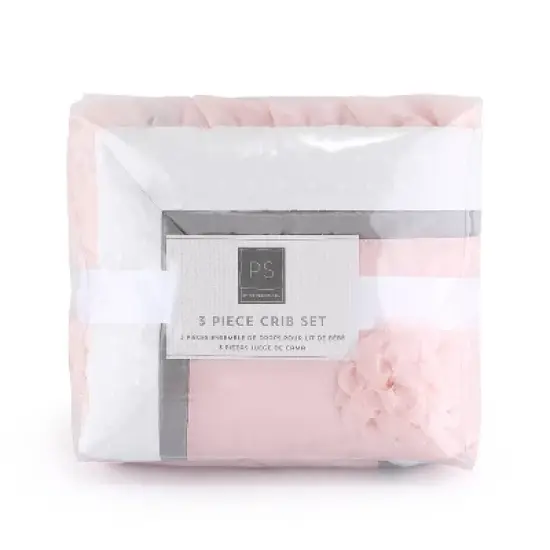 The Peanutshell Arianna Baby Crib Bedding Set - Pink/White - 3pc image {6}