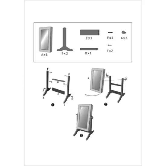 Gulches Small Mirror Jewelry Cabinet Organizer Armoire Storage Box Countertop with Stand Black image {8}