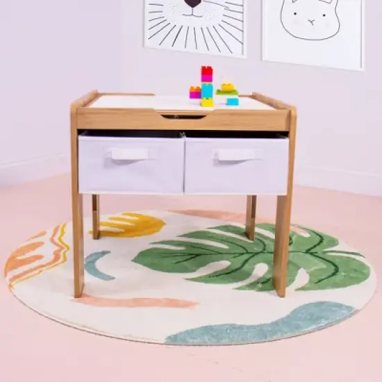 Humble Crew Journey Kids' Wood Building Block Activity Table White/Natural image {2}