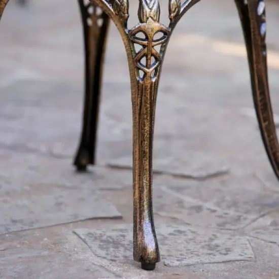 Christopher Knight Home Nassau Outdoor Vintage Style Cast Aluminum Bistro Set with Tulips image {6}