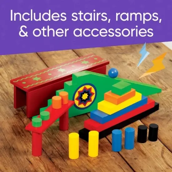 HearthSong Deluxe 279-Piece Wooden Domino Race Set with Obstacles, Starting Wand and Wooden Ball image {4}