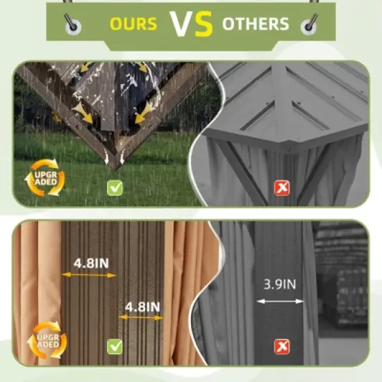 EROMMY 18 Ft. W X 12 Ft. D Aluminum Patio Gazebo image {3}