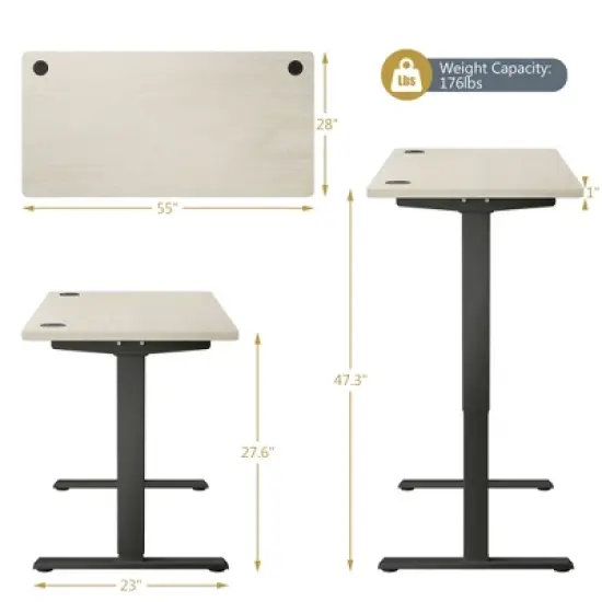 Costway Office Electric Adjustable Standing up Desk Dual Motor w/ Controller image {1}