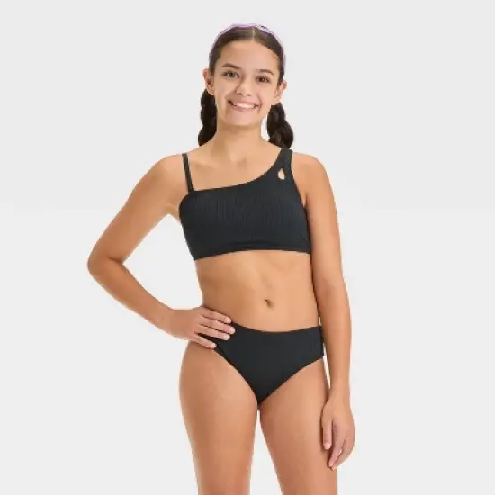 Girls' Solid Bikini Swim Bottom - art class&trade; Black image {2}