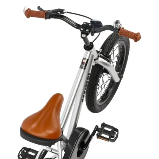 Petimini BP1001YD-5 16 Inch BMX Style Kids Bike with Removable Training Wheels and Rear Coaster Brakes for Kids 4-7 Years Old, Silver image {2}