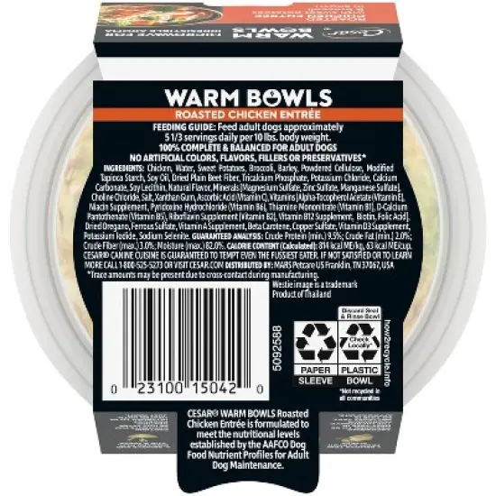 Cesar Warm Bowls Roasted Chicken Flavor Entr&eacute;e Adult Wet Dog Food - 2.7oz image {1}
