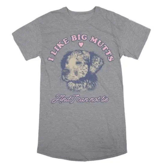 I Like Big Mutts And I Cannot Lie Crew Neck Short Sleeve Athletic Heather Women's Night Shirt image {3}