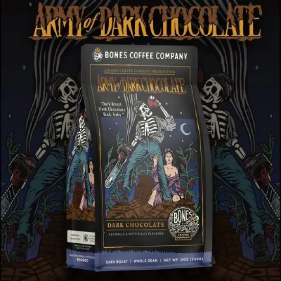 Bones Coffee Company Army Of Dark Chocolate Ground Coffee Beans Dark Chocolate Flavor 12 oz Dark Roast (Ground) image {3}