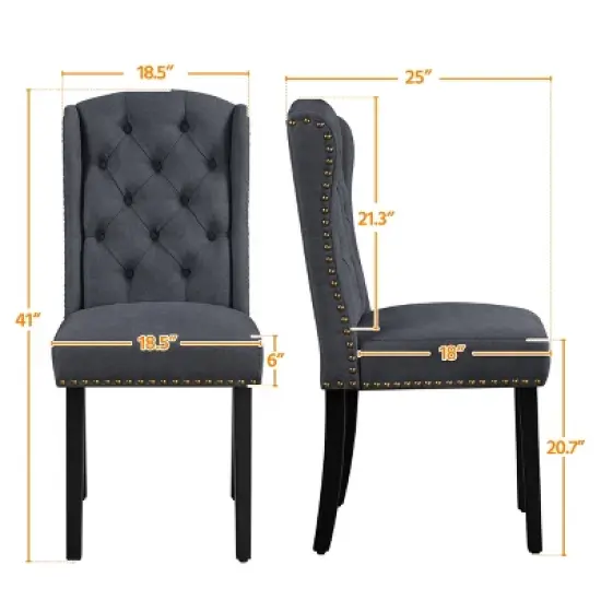 Yaheetech Button Tufted Dining Chairs Set of 2 image {2}