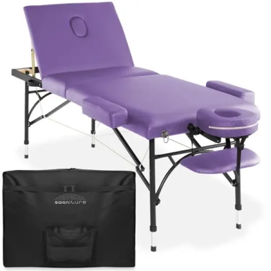 Saloniture Professional Portable Lightweight Tri-Fold Massage Table with Aluminum Legs image {8}