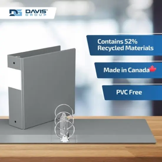 Premium Economy 3" Round Ring Binder 6pk Gray: Davis Group, Polypropylene, 600 Sheet Capacity, Hard Cover, 2 Pockets image {6}