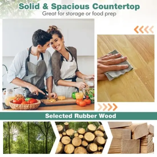 Costway Rolling Kitchen Cart Island Heavy Duty Storage Trolley Cabinet Utility Black image {9}