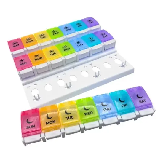 Ezy Dose Push Button Weekly 3x/Day Pill Organizer, Rainbow image {3}