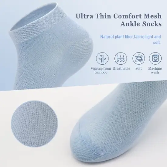 SERISIMPLE Women&rsquo;s Bamboo Ankle Socks &ndash; Ultra-Thin, Breathable Mesh, Lightweight Low-Cut image {2}