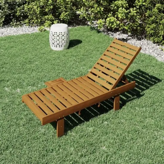 HOMLUX Outdoor Patio Lounge Chair Chaise Recliner with Adjustable Backrest & Side Tray image {1}