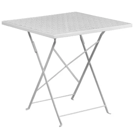 Emma and Oliver Commercial Grade 28" Square Colorful Metal Garden Patio Folding Patio Table image {7}