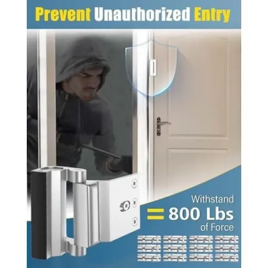 DOMETOUR Home Security Door Reinforcement Lock Child Proof, Withstand 800lbs, High Security Interior Door Lock image {2}