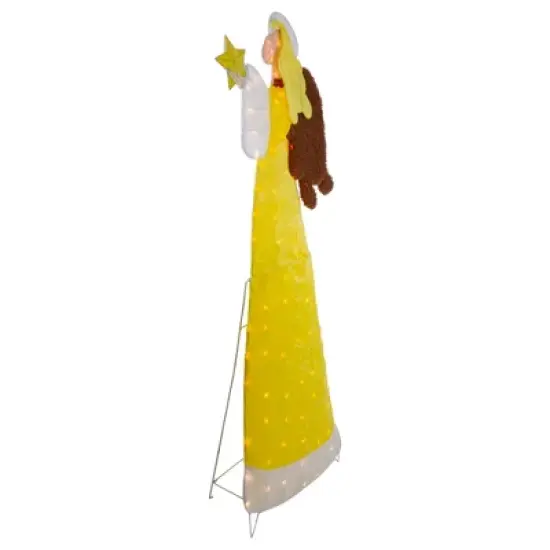Northlight 72" Lighted 2D Yellow Chenille Angel Outdoor Christmas Decoration image {5}