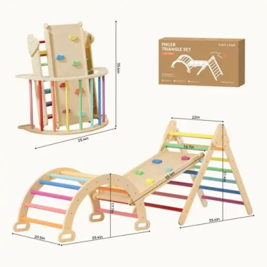Tiny Land&reg; 7-in-1 Rainbow Climbing Set with Play Pad image {11}