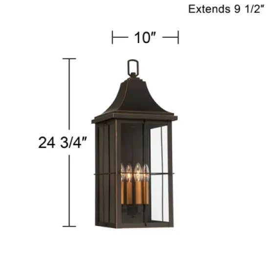 John Timberland Sunderland Rustic Mission Outdoor Wall Light Fixture Black Gold 24 3/4" Clear Glass for Post Exterior Barn Deck House Porch Yard Patio image {8}