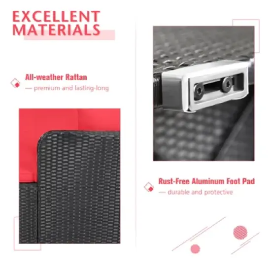 Tangkula Patio Rattan Daybed with 4 Pillows Cushioned Sofa for Outdoor image {7}