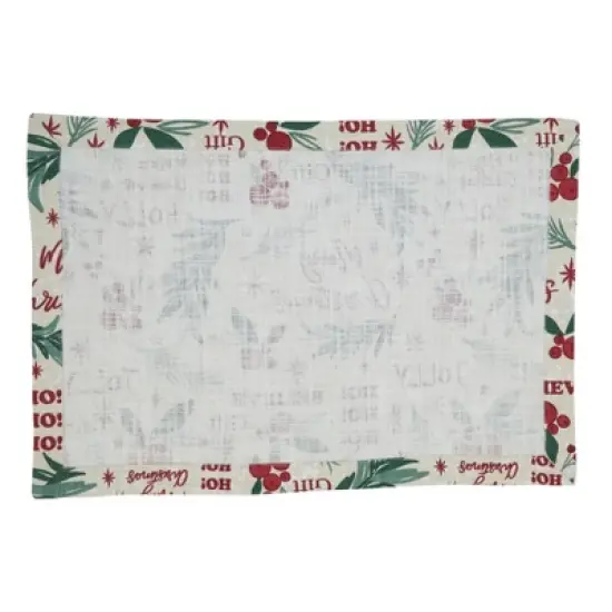 Saro Lifestyle Holly Christmas Cotton Placemats (Set of 4) image {1}